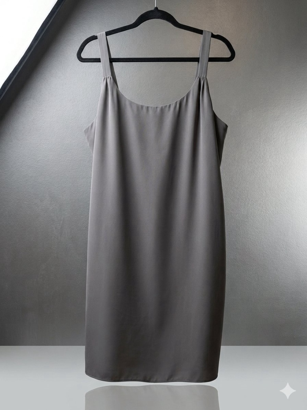 Patra Black Sleeveless Slip Dress Size 14 LBD Scoop Neck Shift Cocktail Midi
